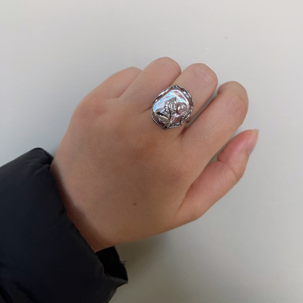 Adjustable Baroque Pearl Ring